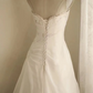 White strapless fitted A-line long ball gown R6780