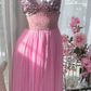 Light pink halter-neck fitted long ball gown R7655
