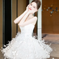 White tube top waist beautiful three-dimensional cute skirt short skirt homecoming dress R4198