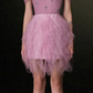 Light purple suspender waist slim asymmetrical skirt short skirt homecoming dress R4521