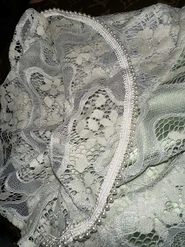 Light green floral print fitted midi ball gown R6859