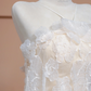 Light apricot halter-neck long straight-cut ball gown, bridal dress R8348