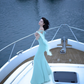 Lake Blue Spaghetti Strap Waist-Cinched Fitted Floor-Length Elegant Prom Dress R7100