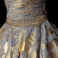 Gold pattern tube top waist slim fit puffy pleated short skirt homecoming dress R4969