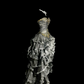 Gray strapless rhinestone-embellished, fitted waist, pleated, tiered skirt, long ball gown R6661