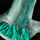 Green halter-neck fitted elegant long ball gown R7020