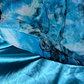 Blue tie-dye halter neck, fitted waist, elegant long ball gown R6940