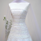 White strapless fitted waist slim-fitting long ball gown with a purple full skirt R8897