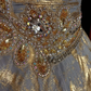 Gold pattern tube top waist slim fit puffy pleated short skirt homecoming dress R4969
