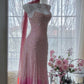 Pink suspenders waist slim fit girl cute sexy dress, prom dress R5431