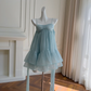 Light blue suspenders fresh and cute chiffon skirt homecoming dress R5010