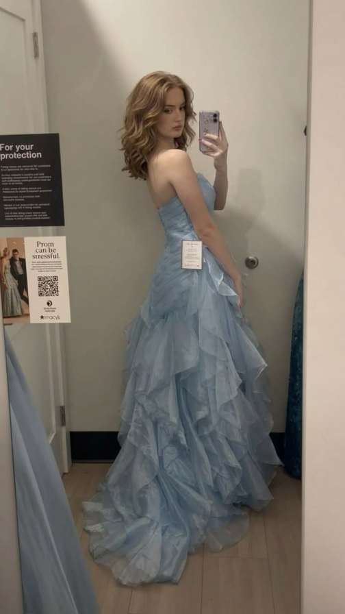 Frilled Flowy Chiffon Corset Prom Gown , Pale Blue Women's Maxi Evening Dress RS2505