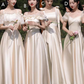 Champagne satin slim waist slimming elegant ball gown, bridesmaid dress R5982