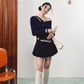 Elegant retro versatile patchwork short skirt autumn mid-waist casual skirt R3333