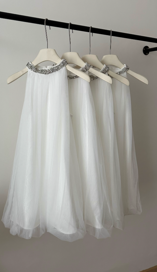 Elegant atmosphere diamond-studded halter neck sling mesh sleeveless short dress R2118