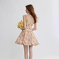 French suspender skirt floral dress high-end wear short skirt summer skirt R2767