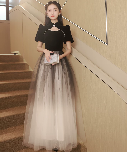 Tulle Beaded Corset Prom Gown , Elegant Gradient Maxi Evening Dress Ball Gown RS1927