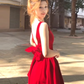 Large size French pure velvet square neck dress red birthday puffy dress R1886