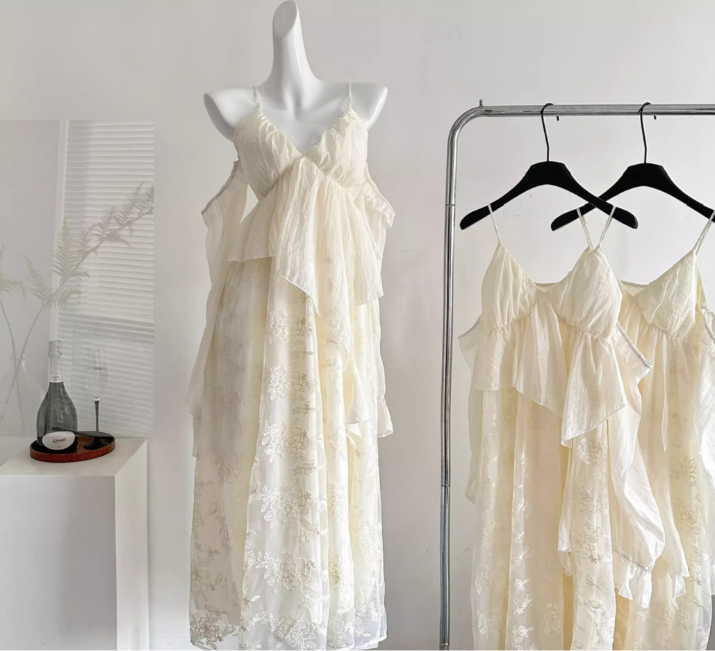 Fairy beauty romantic light dress two-way design heavy mesh suspender skirt R2111