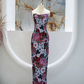 Embroidered Floral Pattern Corset Prom Gown , French Retro Purple Maxi Party Dress RS1933