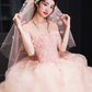 Tulle Puffy Applique Corset Prom Gown ,Romantic Blush Pink Maxi Birthday Dress Quinceanera Dress RS1942