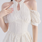 French dress new summer style beautiful temperament waist slimming white short skirt R4503