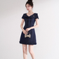 Design sense niche blue v-neck denim dress temperament French college style short skirt R4140