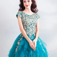 Chiffon Hazy Corset Prom Gown ,Stunning Peacock Blue Maxi Evening Dress RS1945