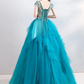 Chiffon Hazy Corset Prom Gown ,Stunning Peacock Blue Maxi Evening Dress RS1945