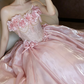 Tulle Puffy 3D Floral Corset Prom Gown ,Romantic Pink Maxi Evening Dress Birthday Dress RS1946