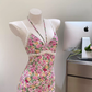 2025 floral suspender dress for women summer waist slimming seaside holiday beach long skirt R0303