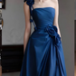 Silky Satin Corset Prom Gown ,Elegant Navy Maxi Quinceanera Dress Ball Gown RS1951