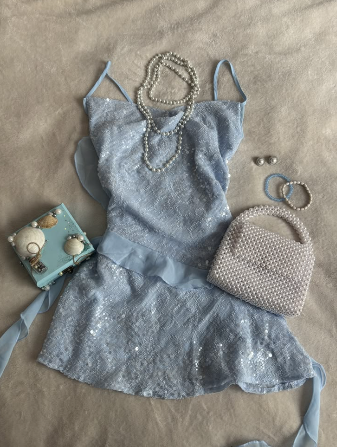 Glitter Corset Homecoming Dress , Charming Dusty Blue Short Prom Dress Cami Dress RS1972
