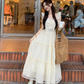 French style petite princess dress with slim waist and flying sleeves R1709