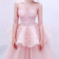 Tulle Glitter Applique Corset Prom Gown ,Dreamy Blush Pink Maxi Evening Dress Birthday Dress RS1995