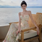 Beautiful skirt for taking photos at the beach, French style floral suspender dress, holiday beach skirt R1598
