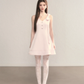Pink suspender waist slim A-line short skirt homecoming dress R5410