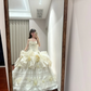 Light apricot strapless, fitted waist, full skirt, long ball gown, bridal dress R8838