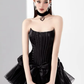 Black tube top waist slim fit puffy skirt princess short dress homecoming dress R4889