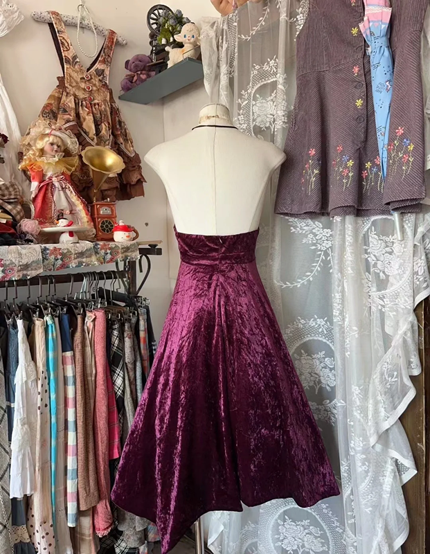 Fuchsia Spaghetti Strap Waist-Cinched Slim-Fit Full Skirt Short-Length Ball Gown R7420