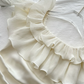White off-the-shoulder ruffled maxi dress, fitted waist, ball gown R6223