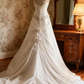 White strapless fitted waist long embroidered ball gown R6702