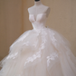 White tube top waist fluffy tulle skirt bridal dress R5708