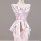 Light pink strapless, fitted, bodycon long ball gown/bridal dress R8262