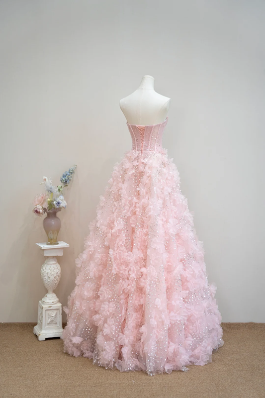 Light pink strapless fitted waist long ball gown/bridal dress R8898
