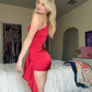 Red off-shoulder slim waist hip skirt homecoming dress R5551