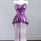 Purple strapless fitted bodice and light purple bodycon sexy skirt set for a prom dress R8242