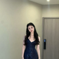 Navy blue suspender waist slim fit sexy sequined slit long skirt prom dress R6103