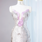 Silver strapless fitted waist bodycon long ball gown R9018
