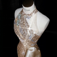 Gold sequined sleeveless slim waist hip-hugging sexy long skirt, prom dress R5667
